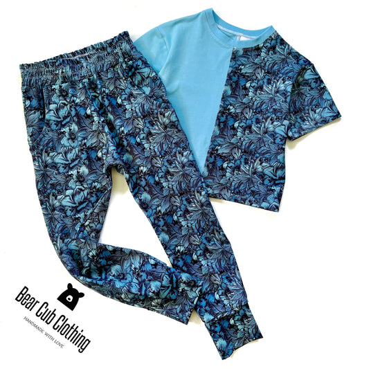 7/8 Blue Floral Color Block Set