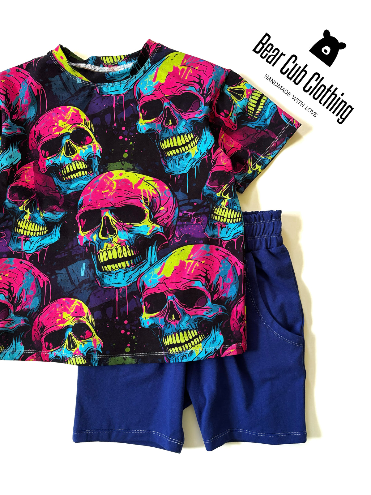 7/8 Neon Skulls Tee & Shorts Set