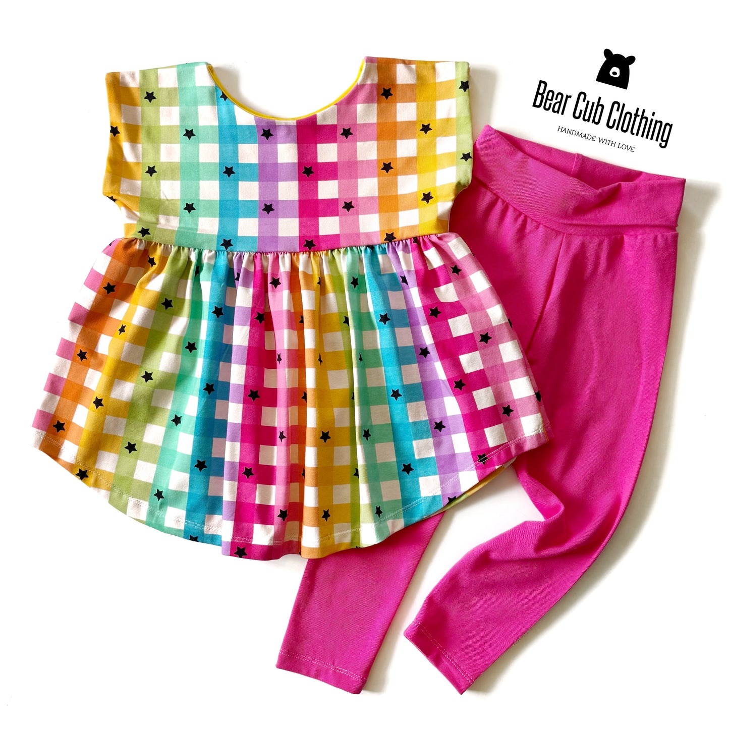 4t Rainbow Gingham Peplum & Leggings