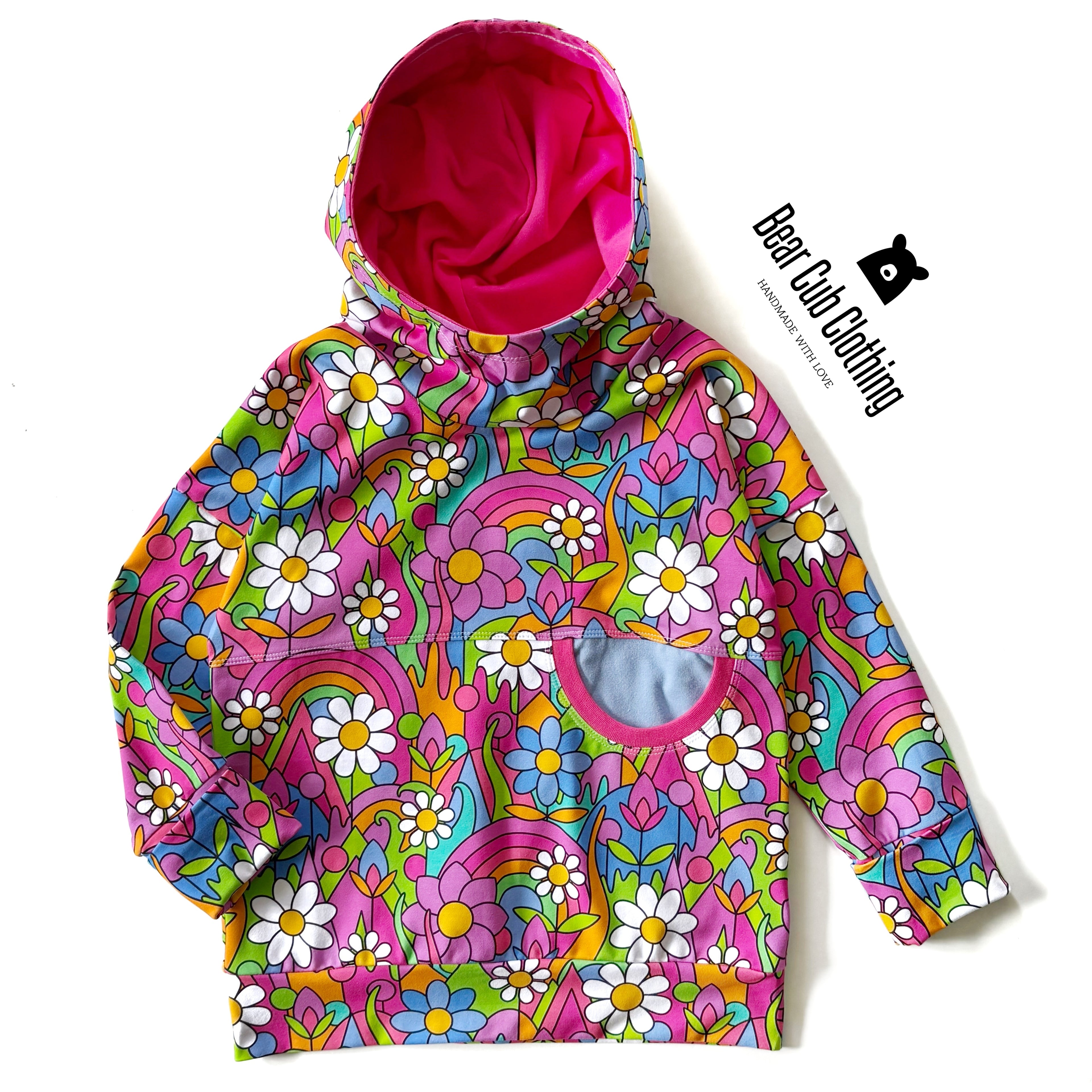 4-7 year Bright Retro Daisies Hoodie