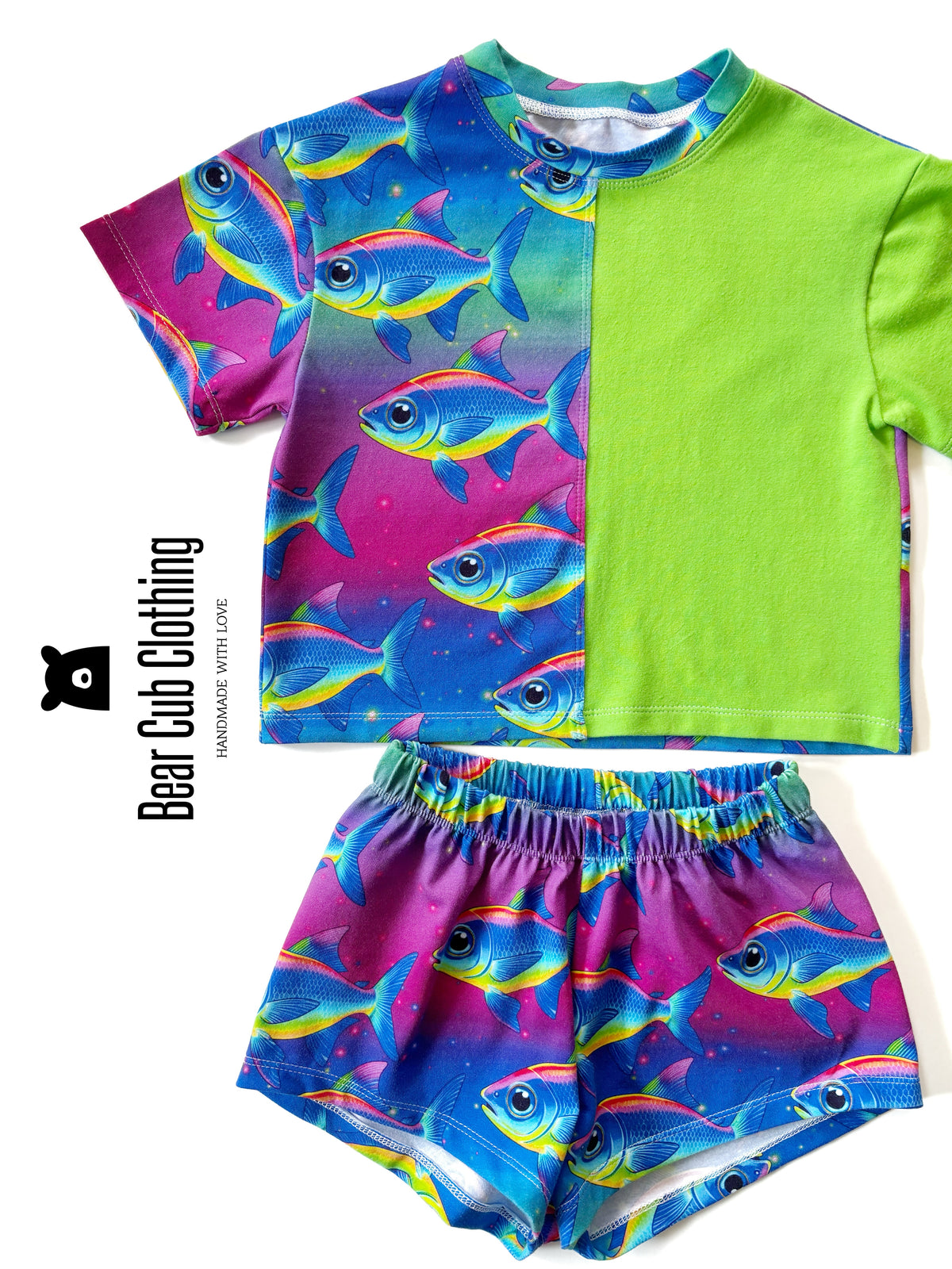 4t Neon Tetra Modest Crop & Breezy Shorts Set