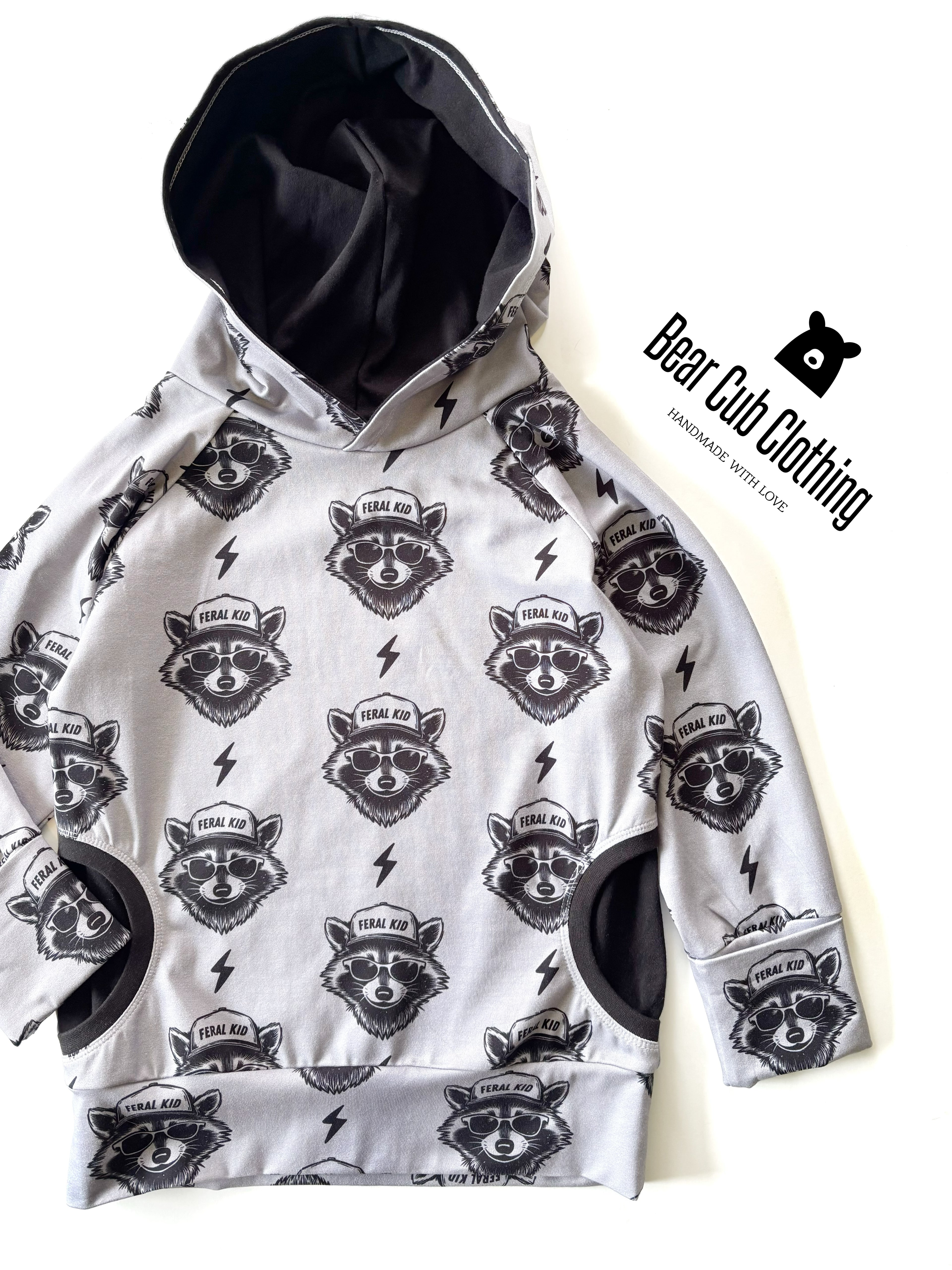7-10 year Feral Kid Raccoon Hoodie