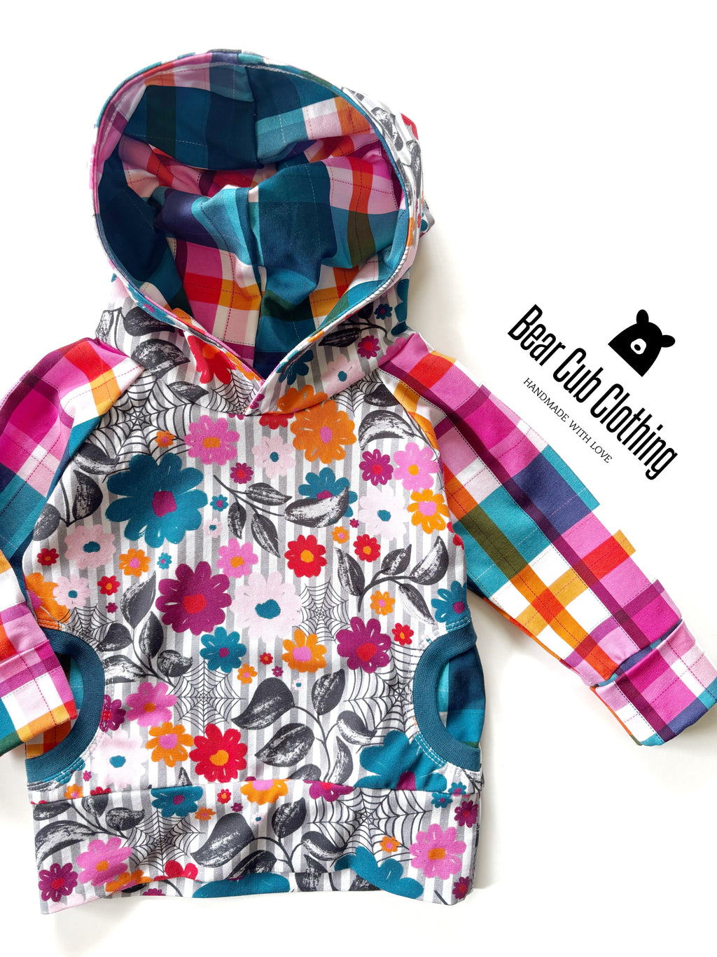 3-12 month Spiderweb Floral & Fall Plaid Hoodie