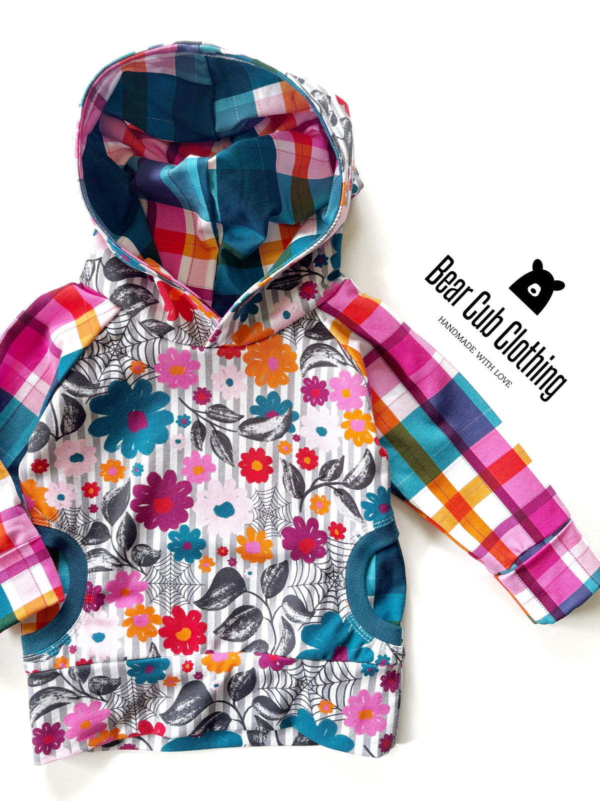 3-12 month Spiderweb Floral & Fall Plaid Hoodie
