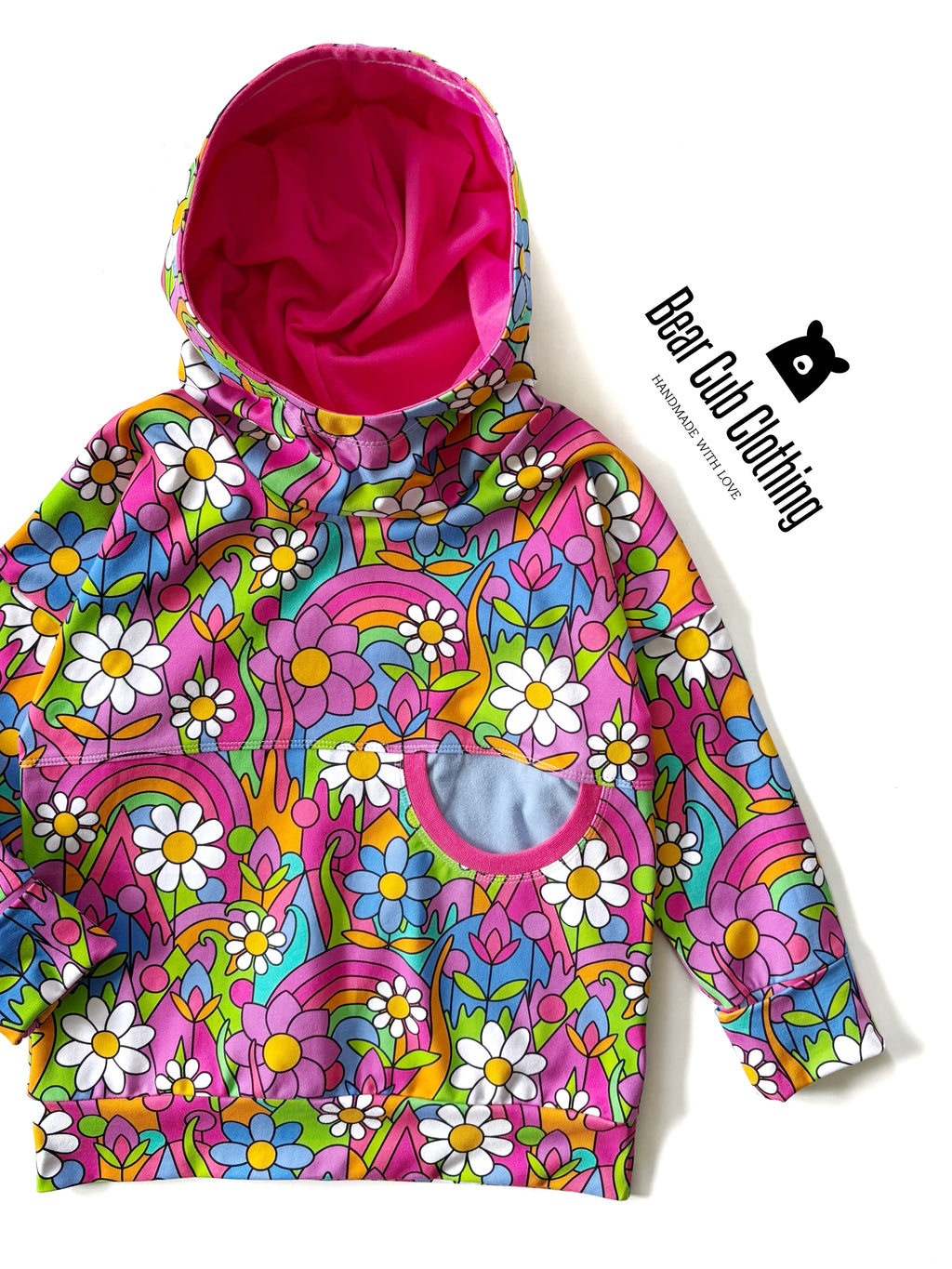 4-7 year Bright Retro Daisies Hoodie