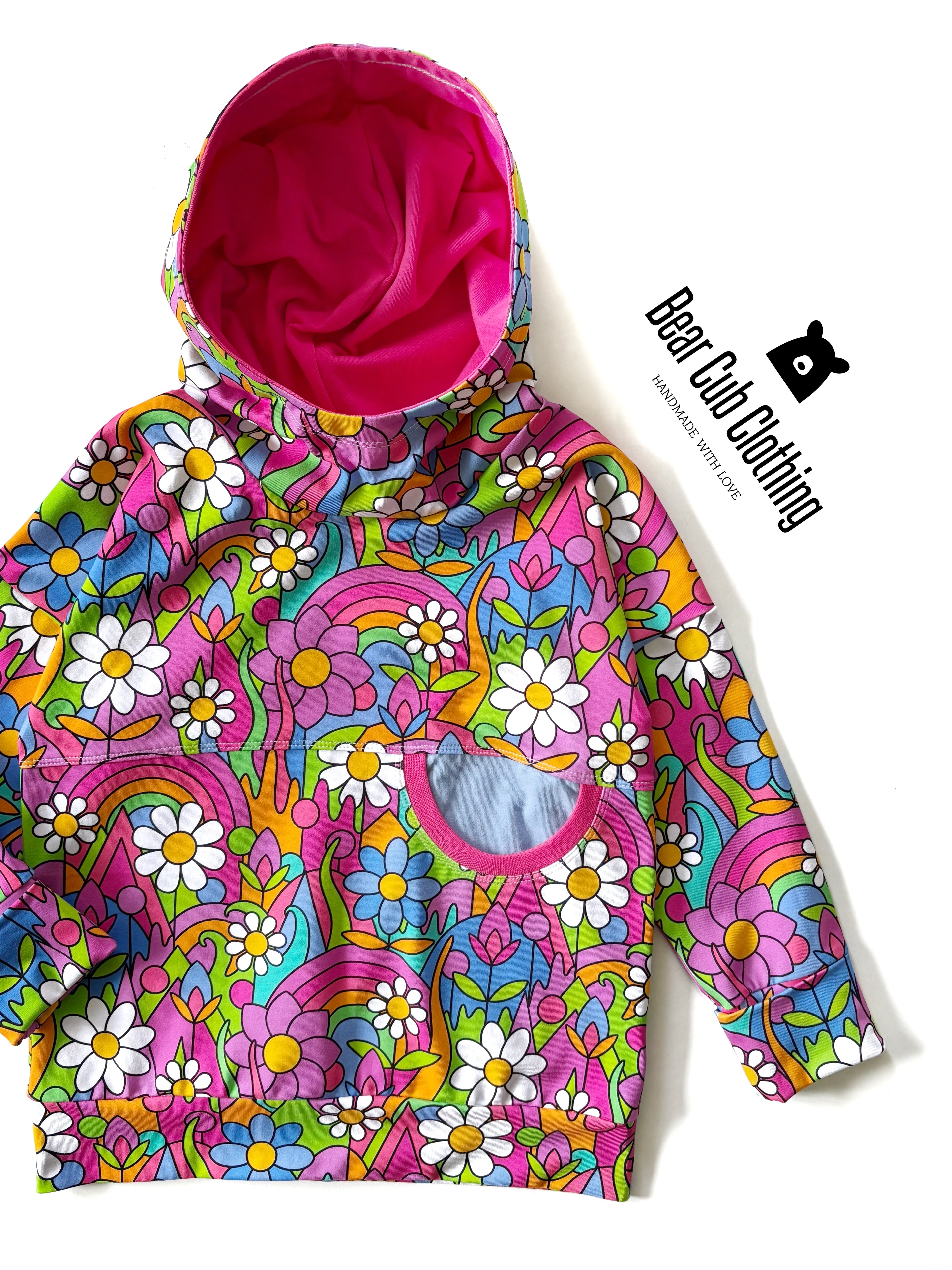4-7 year Bright Retro Daisies Hoodie