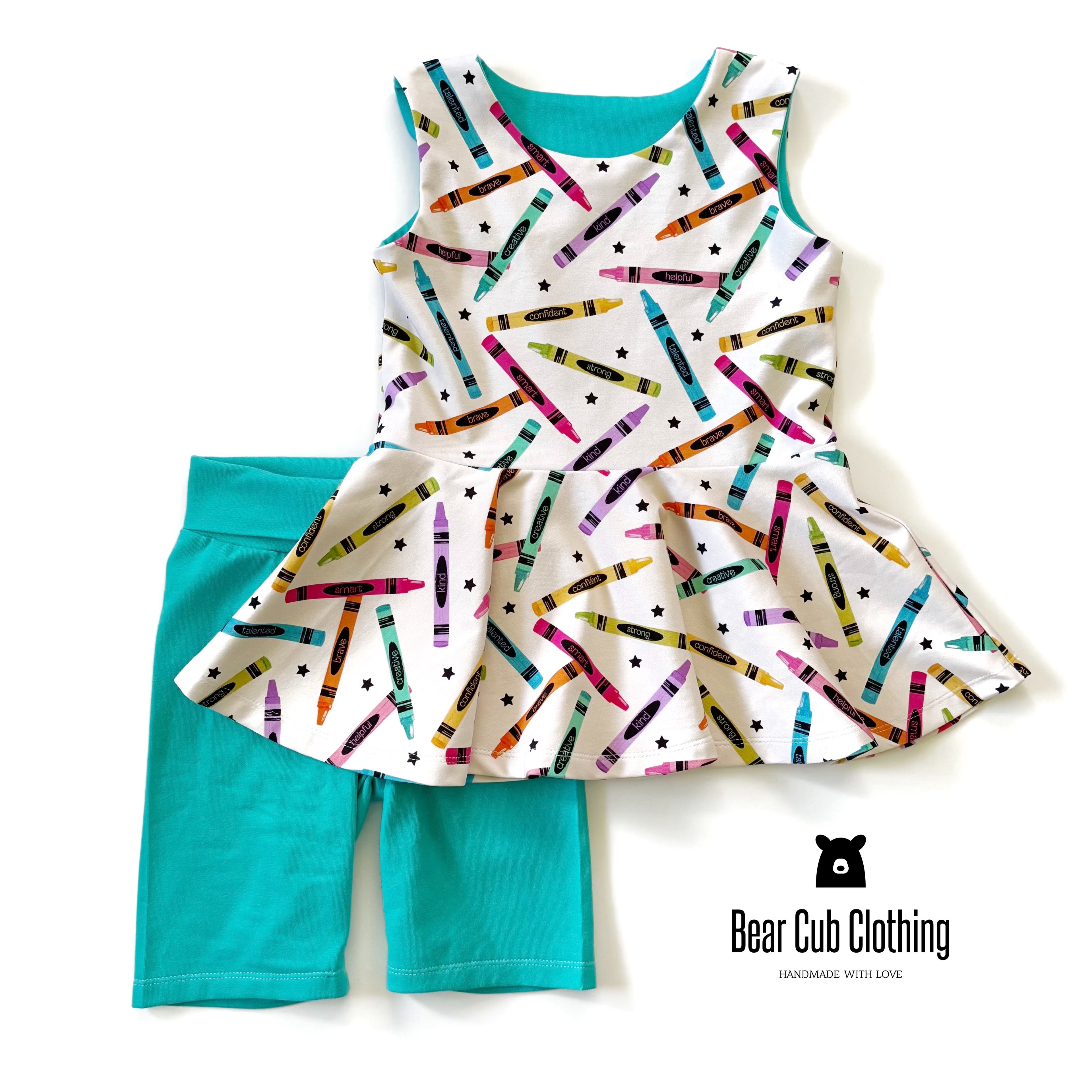 6 Pastel Crayon Peplum & Bike Shorts