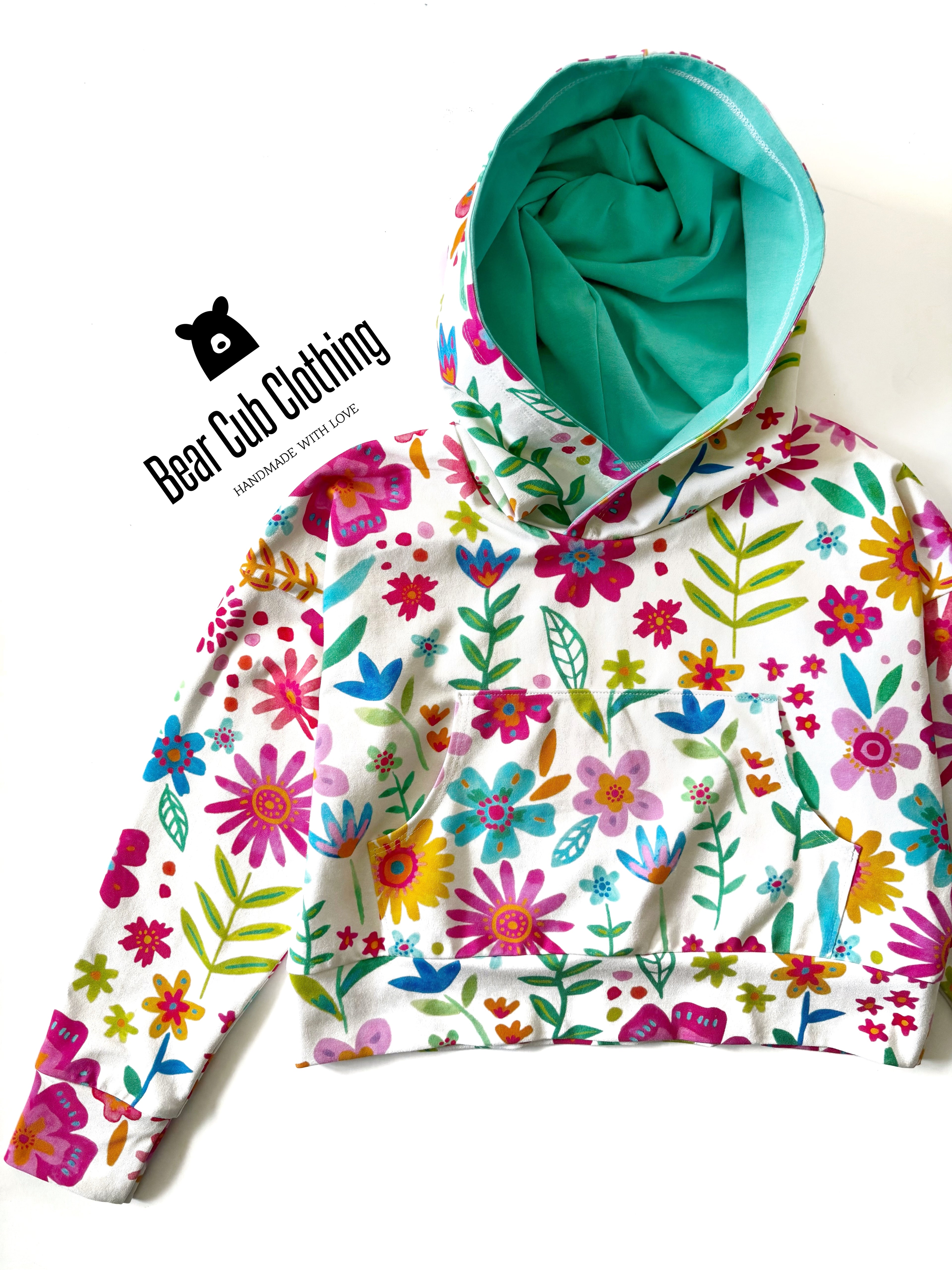 7 Bright Springs Floral Modest Crop Hoodie