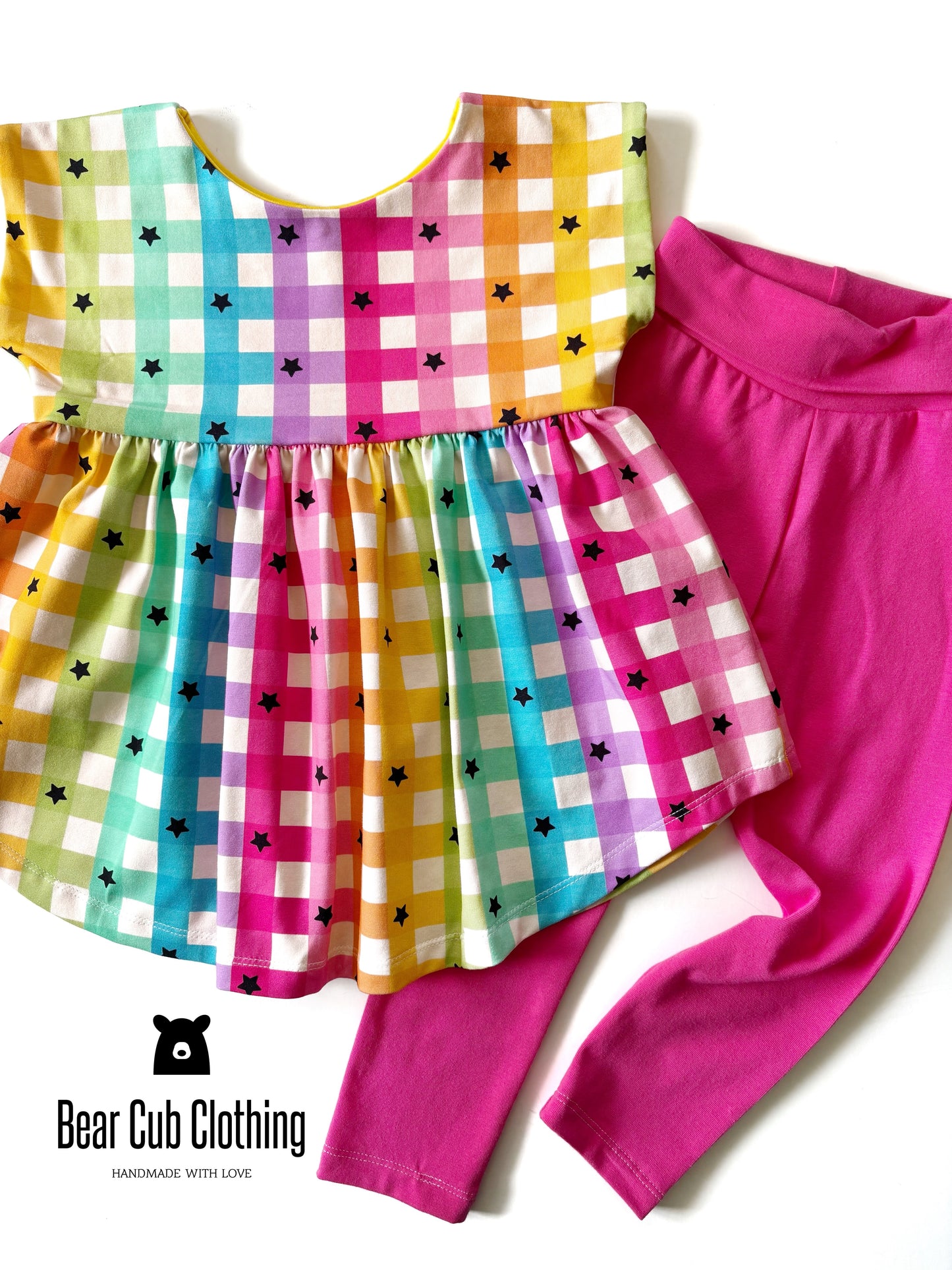 4t Rainbow Gingham Peplum & Leggings