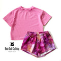 6/7 Modest Crop Tee & Magenta Hibiscus Breezy Shorts