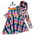 4-7 year Fall Plaid Dress & Spiderweb Floral Cropped Hoodie