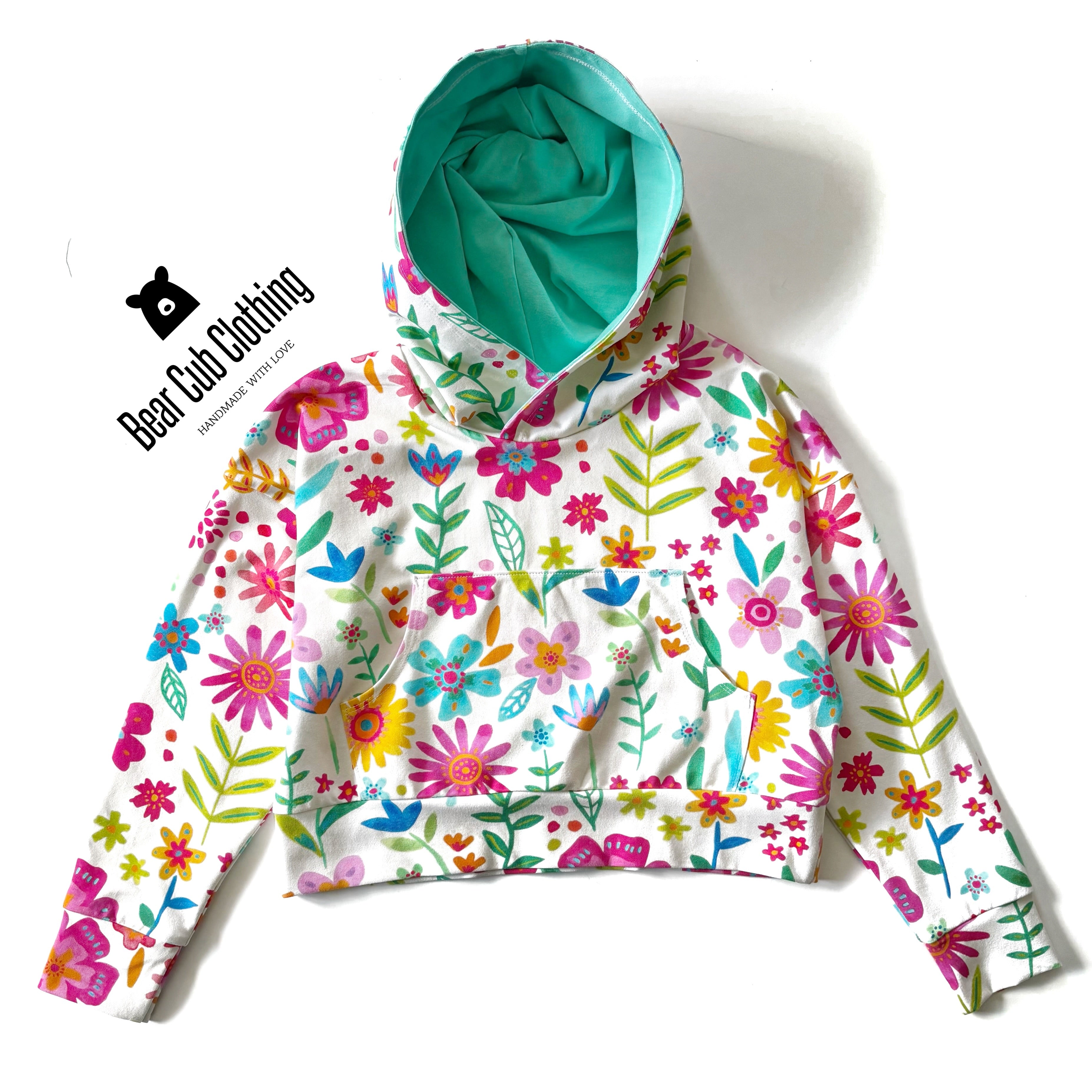 7 Bright Springs Floral Modest Crop Hoodie