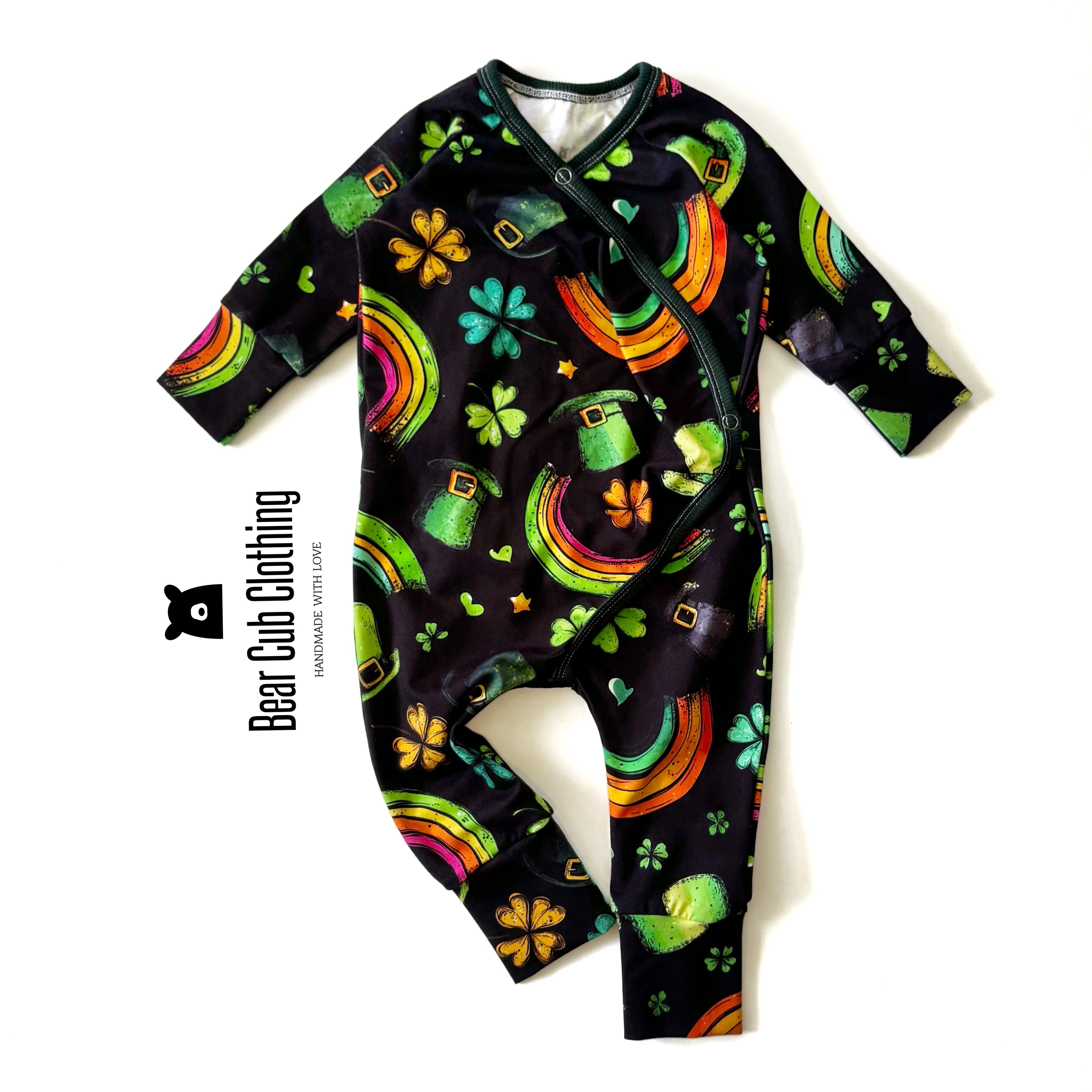 6-9 months Clover & Rainbow Wrap Romper