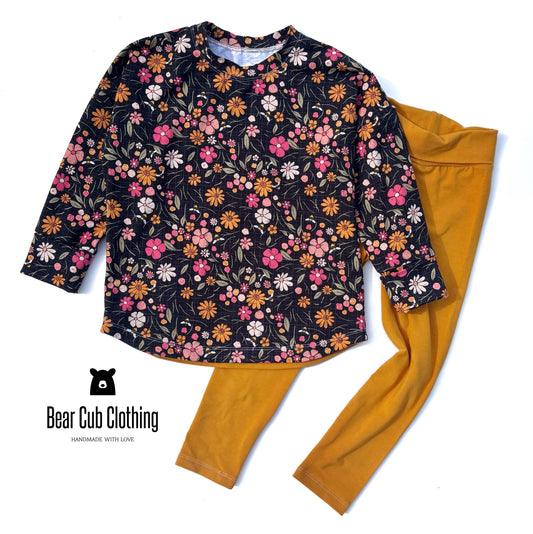 3-6 year Bee Floral Pullover & 5t Leggings Set