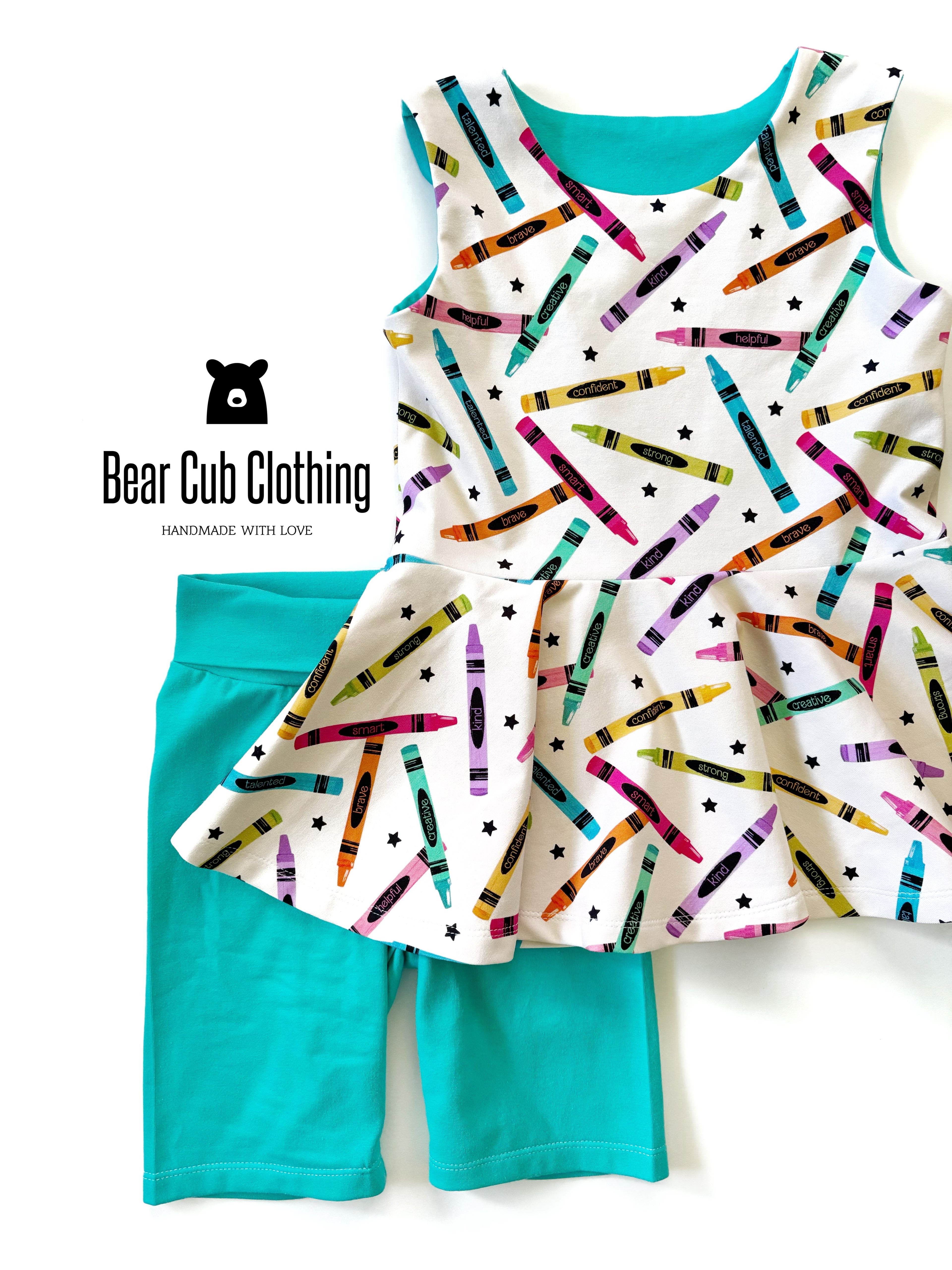 6 Pastel Crayon Peplum & Bike Shorts