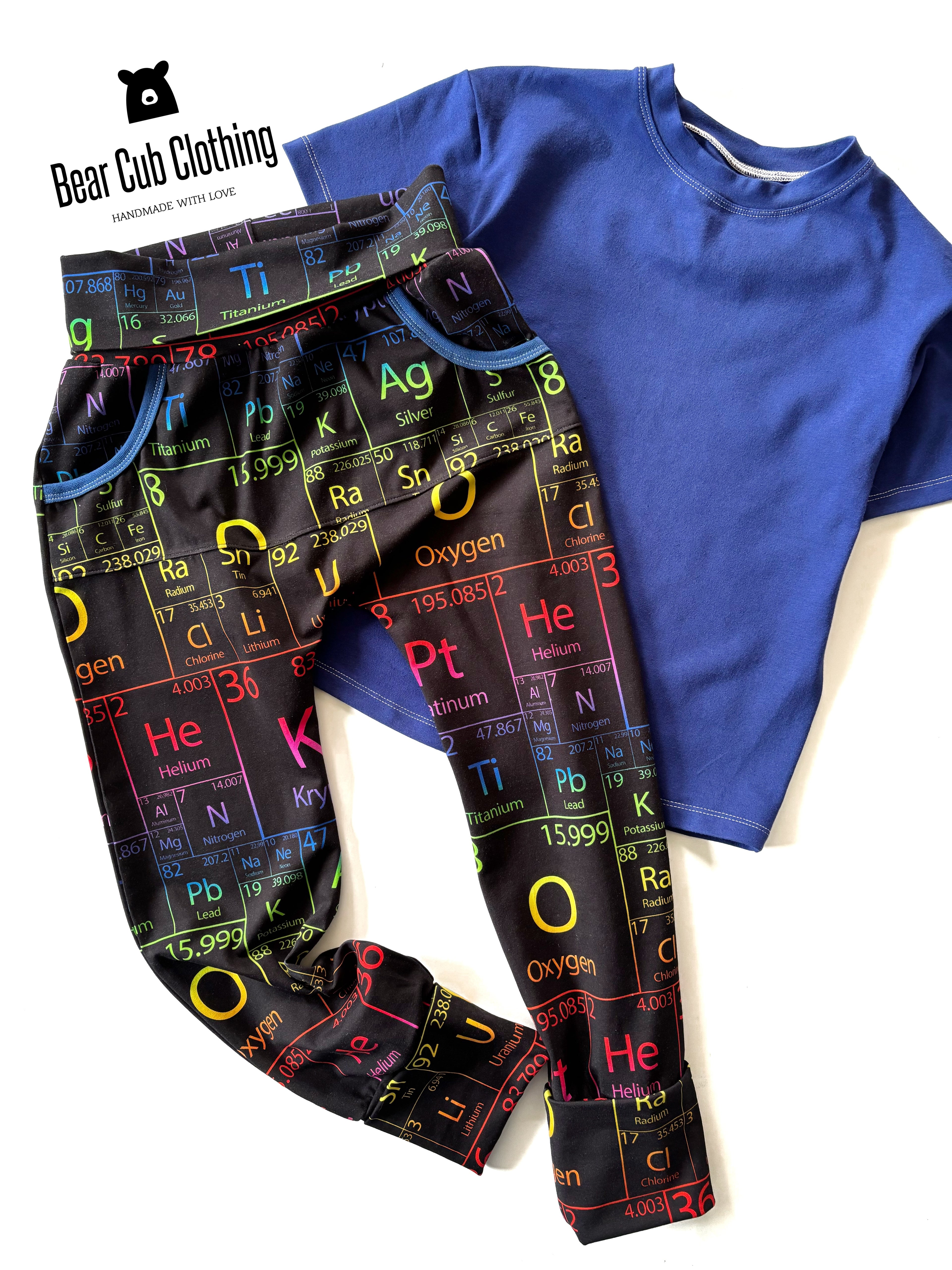 6-9 year Periodic Table Pants & 7/8 Tee