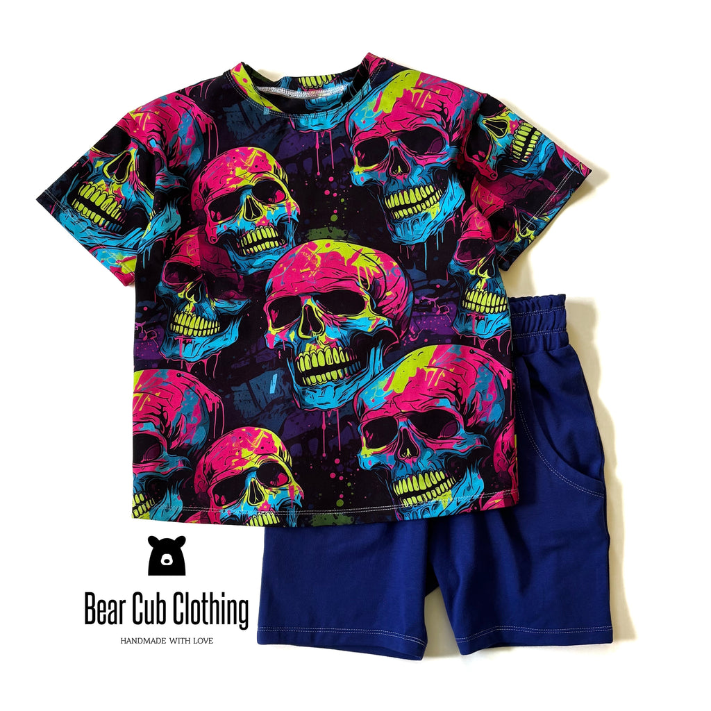 7/8 Neon Skulls Tee & Shorts Set