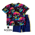 7/8 Neon Skulls Tee & Shorts Set