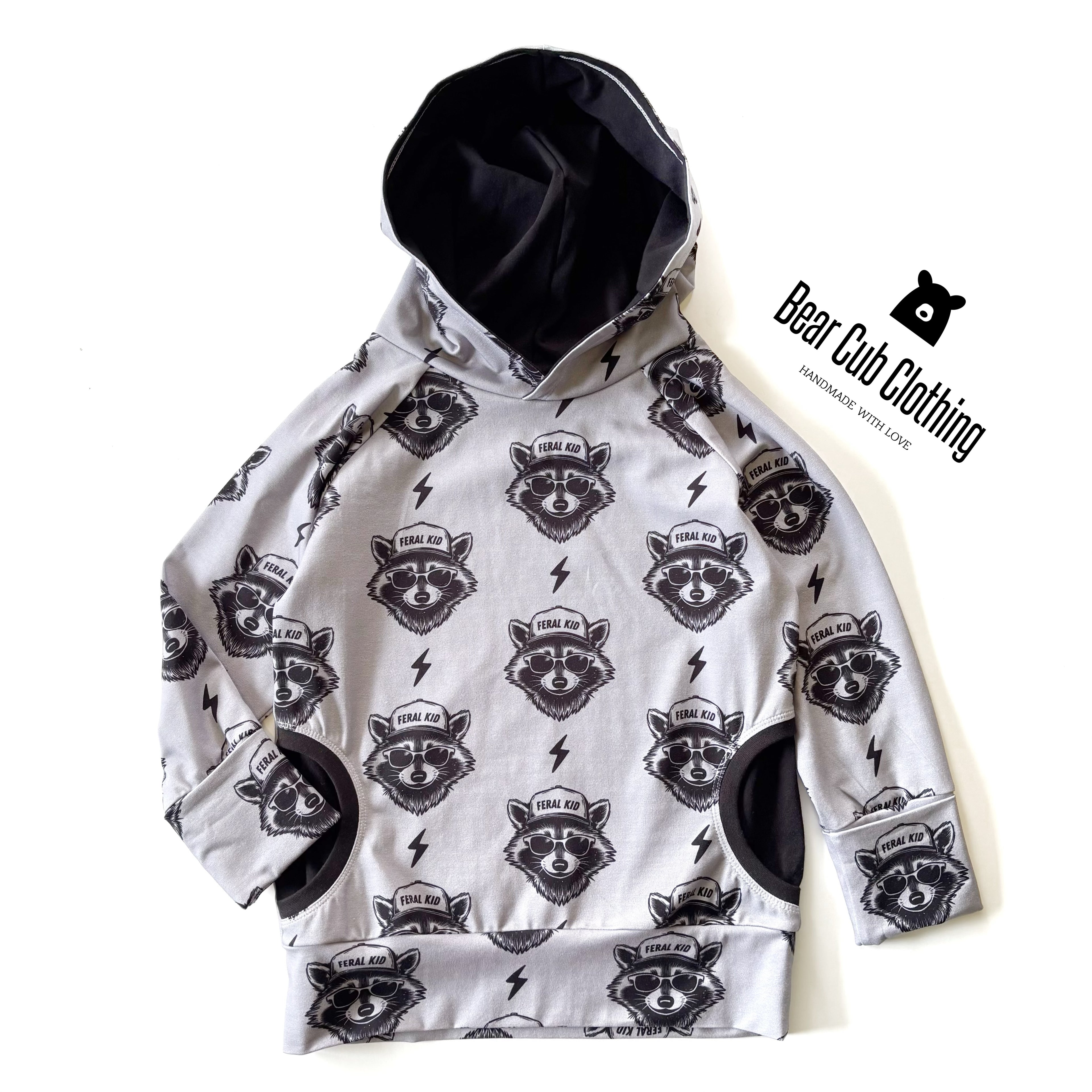 7-10 year Feral Kid Raccoon Hoodie