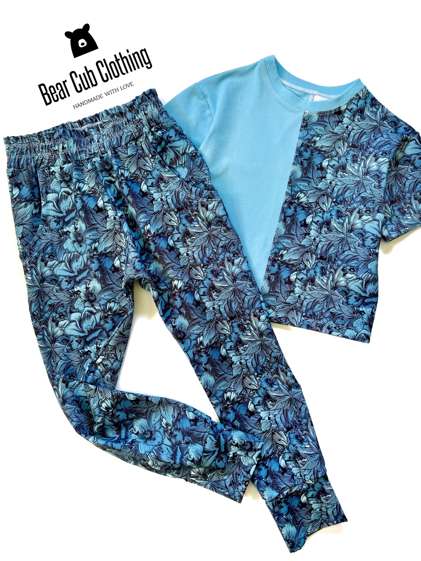 7/8 Blue Floral Color Block Set