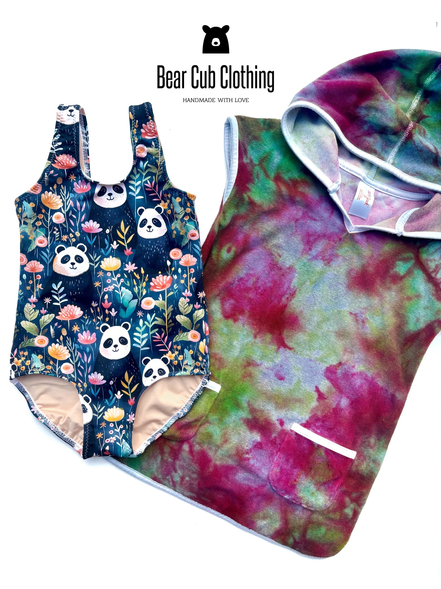 5t Panda Swimsuit and Ice Dyed Cover-up