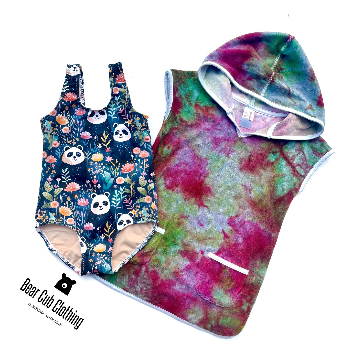 5t Panda Swimsuit and Ice Dyed Cover-up
